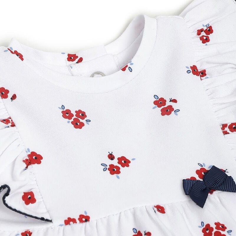 Girls White and Red Short Sleeve Dress with Panties image number 4